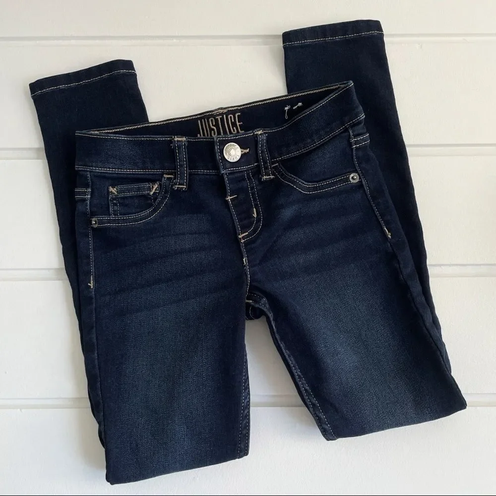 Justice Girls Mid Rise Dark Wash Jegging Jeans Size 8 Like New Condition